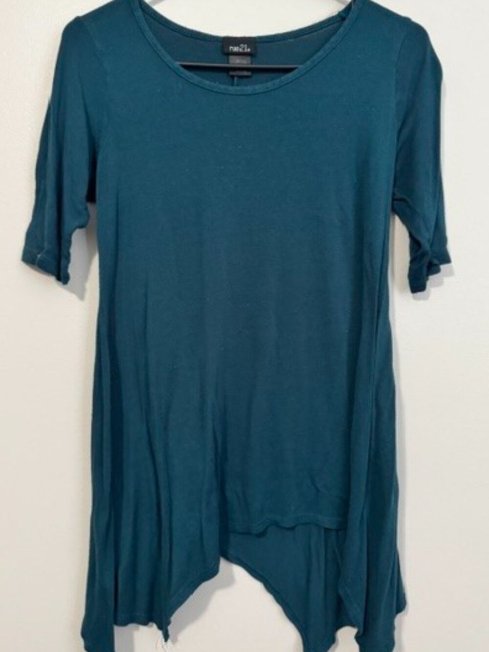 Woman's Rue 21 Dark Teal Green Short Sleeve Swing Tunic Size Small